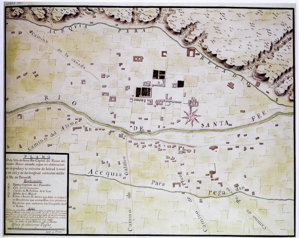 1766 Plano de la Villa de Santa Fee, Nuebo Mexico
