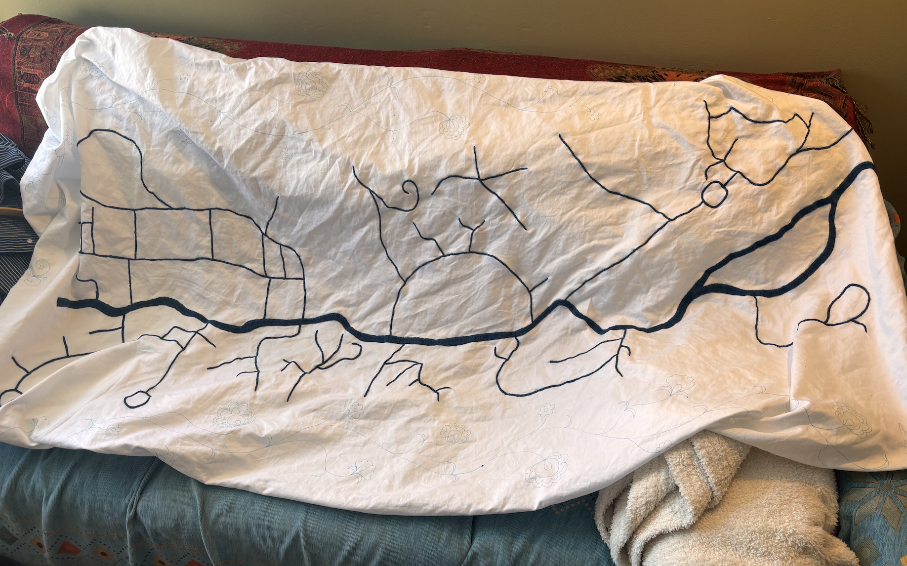 My embroidered map