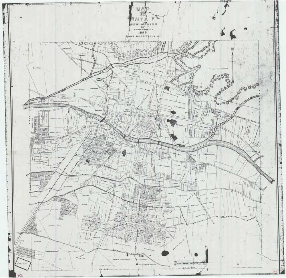 1892 Map of Santa Fe, New Mexico by P.O. Gaynor, C. E.