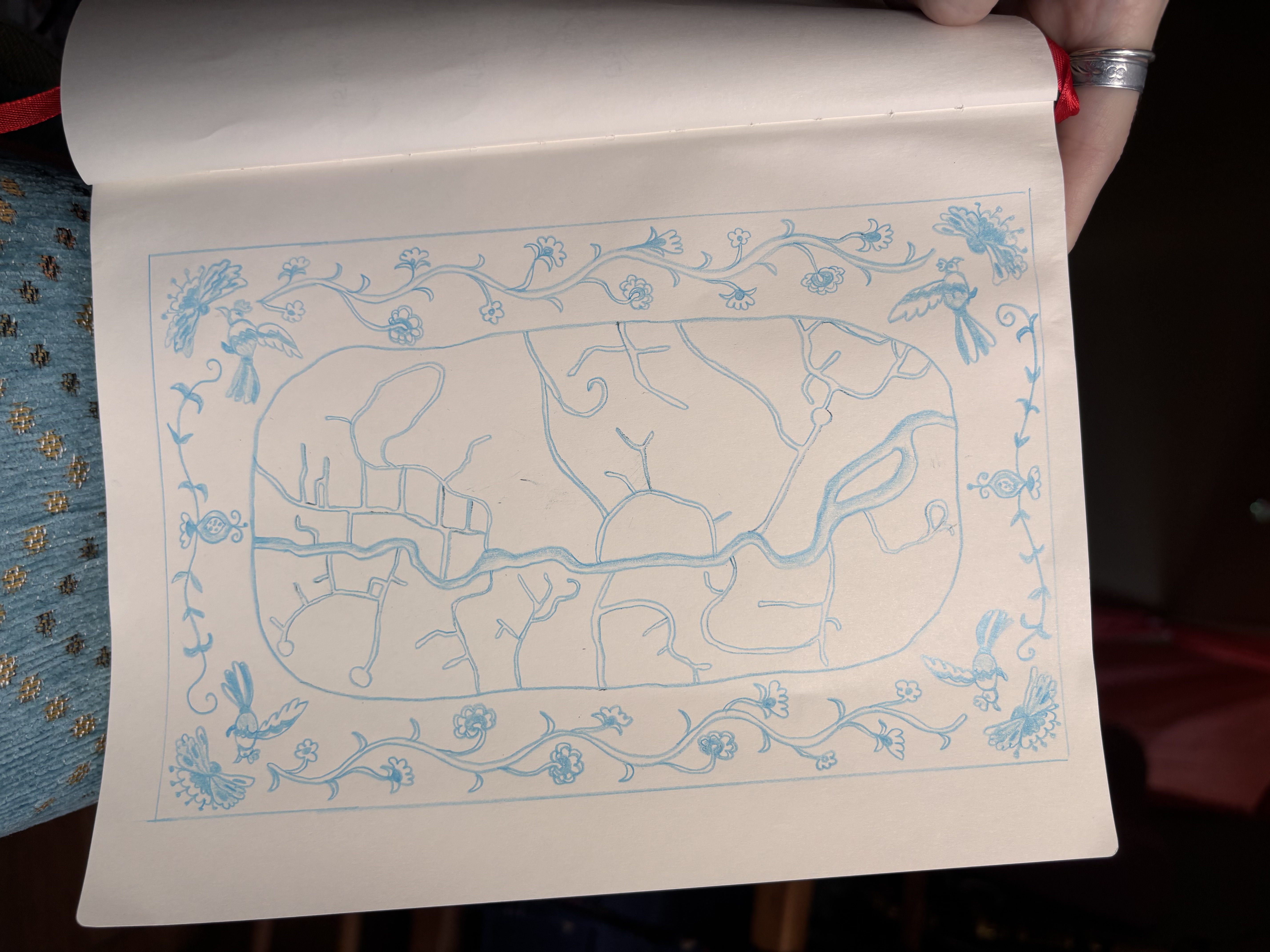 First sketch of recital tapestry design